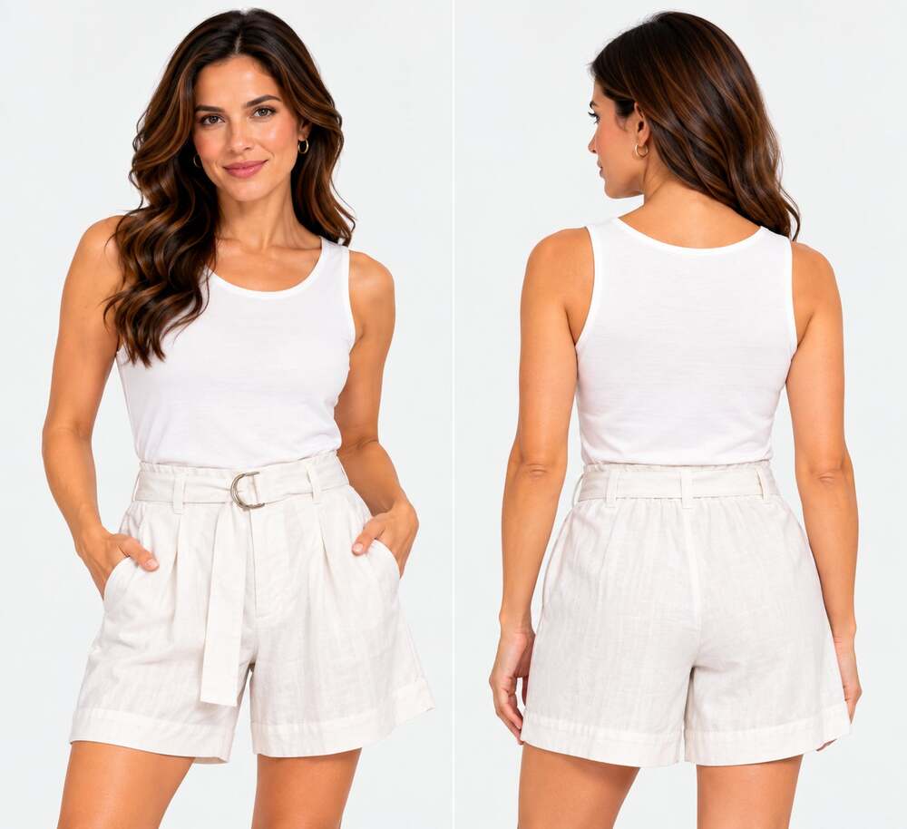 French Connection Womens 8 White Belted Dress Shorts Lightweight Viscose Casual